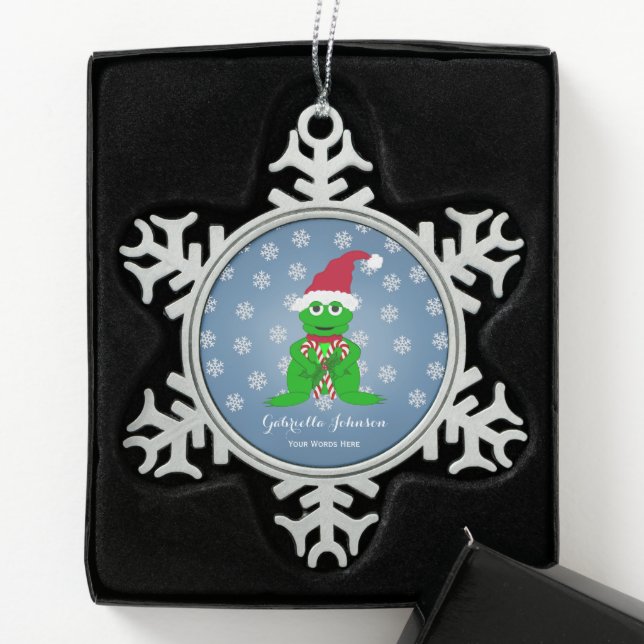 Ornement Flocon De Neige Grenouille de Noël (Boîte)
