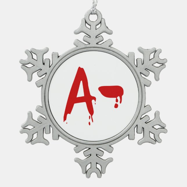 Ornement Flocon De Neige Groupe sanguin A - Hôpital d'horreur négatif (Devant)