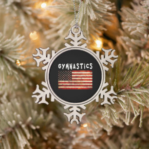 Ornement Flocon De Neige Gymnastique Grunge Américain Drapeau USA