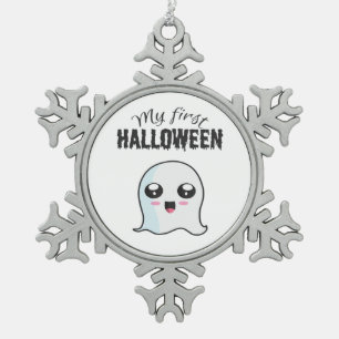 Ornement Flocon De Neige Halloween mignonne Boo nouveau-né bébé fille premi