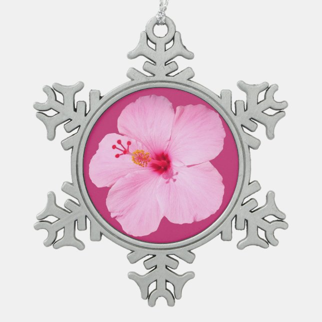 Ornement Flocon De Neige Hibiscus rose Fleur tropicale (Devant)