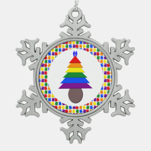 Ornement Flocon De Neige Hommes gais Arbre de Noël arc-en-ciel et présente