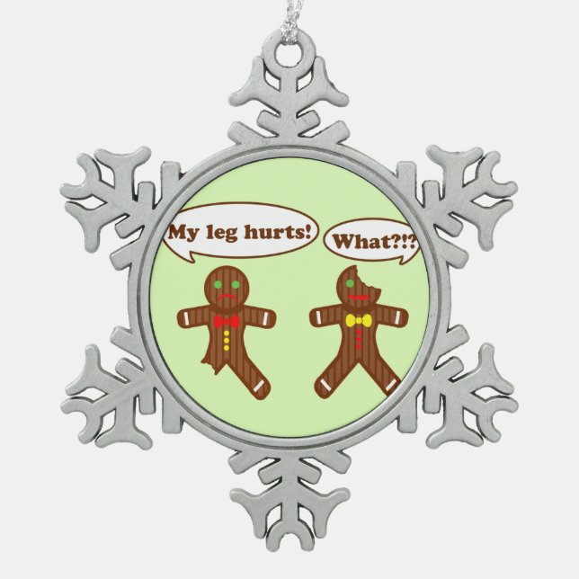 Ornement Flocon De Neige Humour de pain d'épice de vacances (Devant)
