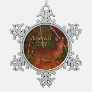 Ornement Flocon De Neige Hunter's Deer, Personnaliser la date du nom