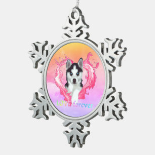 Ornement Flocon De Neige Huskype avec coeur Hündin love forever