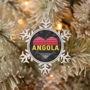 Ornement Flocon De Neige I Love Angola, Coeur angolais
