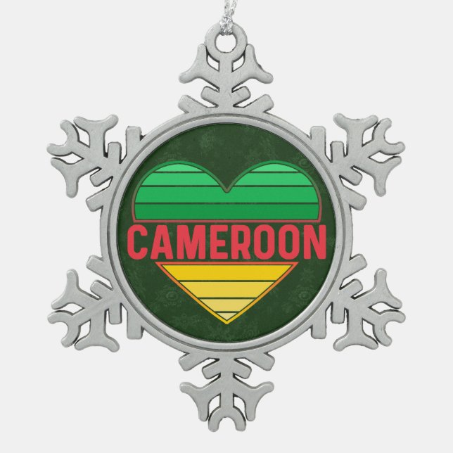 Ornement Flocon De Neige I Love Cameroon, Coeur camerounais (Devant)