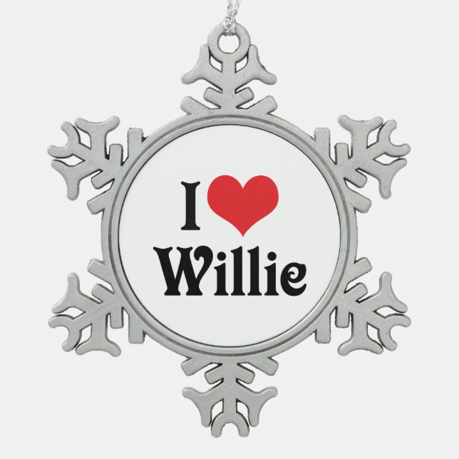 Ornement Flocon De Neige I Love Willie (Devant)