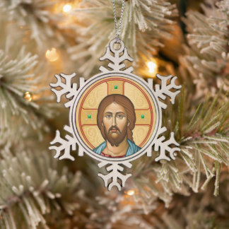 Ornement Flocon De Neige Icône du Christ