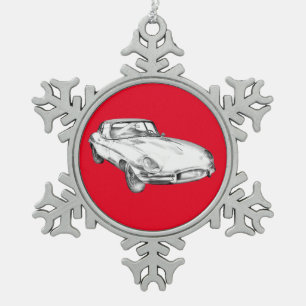 Ornement Flocon De Neige Illustration 1964 antique de voiture de sport de