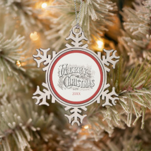 Ornement Flocon De Neige Illustration de Noël vintage Joyeux