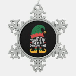 Ornement Flocon De Neige I'm The Youngest Elf Matching Family Christmas
