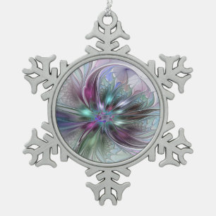 Ornement Flocon De Neige Imaginaire coloré Abstrait Fleur fractale moderne
