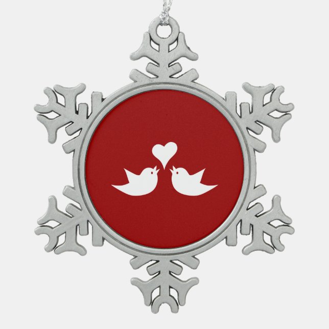 Ornement Flocon De Neige Inséparables avec le coeur épousant Enagement (Devant)