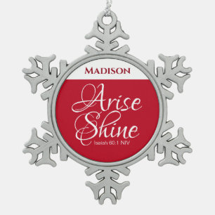Ornement Flocon De Neige Inspiration Lever et Foi brillante Rouge