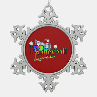 Ornement Flocon De Neige J'adore le volley-ball