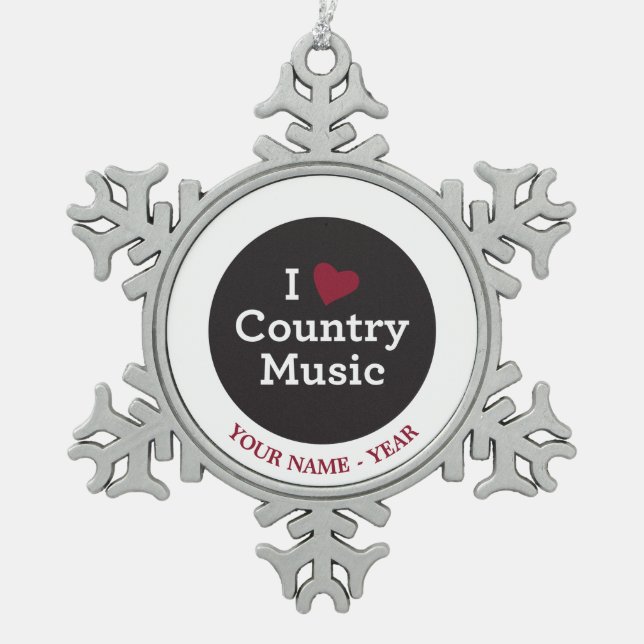 Ornement Flocon De Neige J'aime la musique country (Devant)