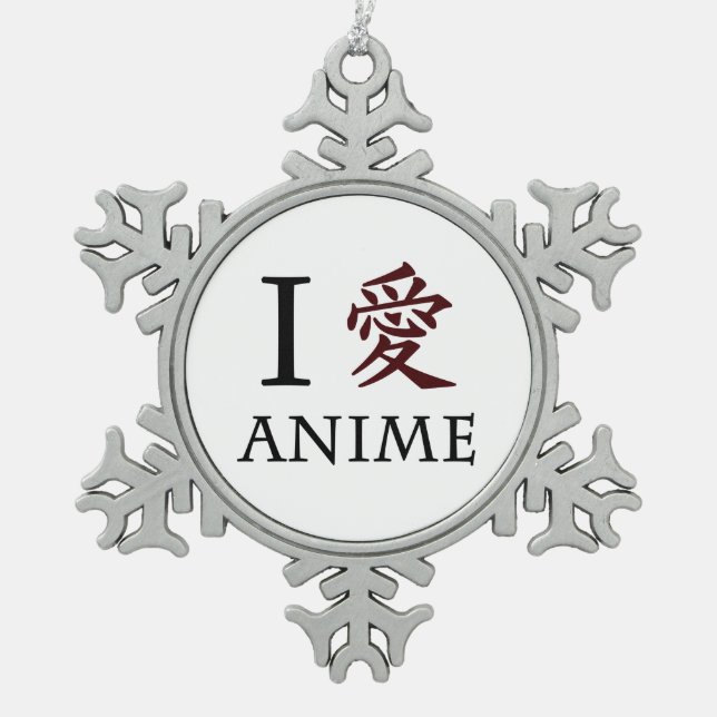 Ornement Flocon De Neige J'aime l'Anime (Devant)
