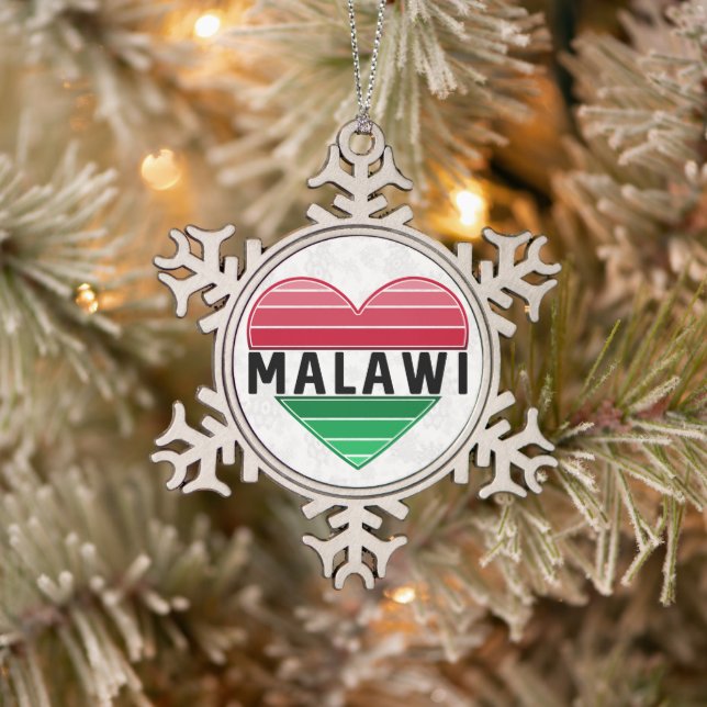Ornement Flocon De Neige J'aime le Malawi, le coeur du Malawi (Arbre)