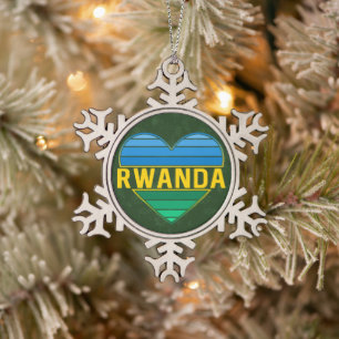 Ornement Flocon De Neige J'aime le Rwanda, le coeur rwandais rwandais