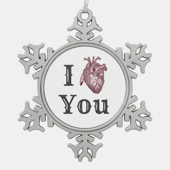 Ornement Flocon De Neige Je t'ai coeur (Devant)