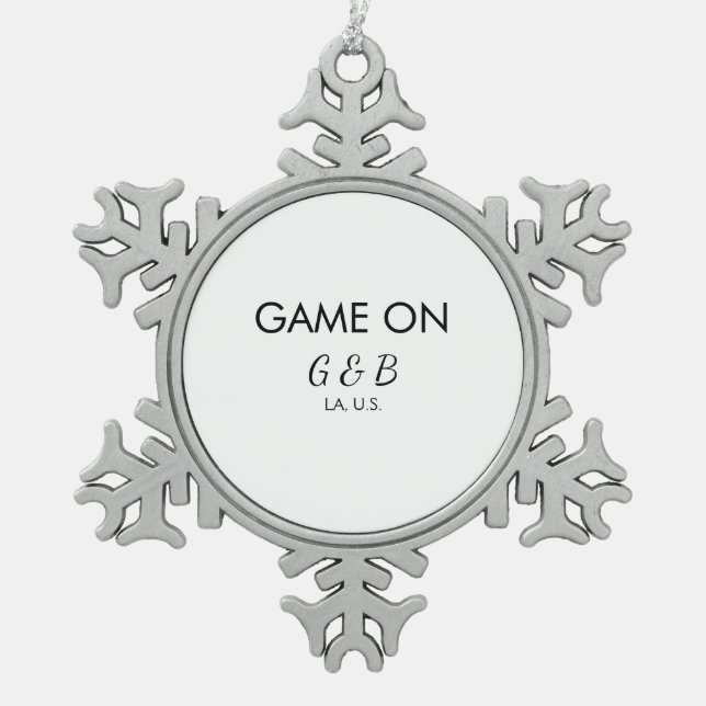 Ornement Flocon De Neige Jeu ajouter nom du couple mariage lieu ville g (Devant)