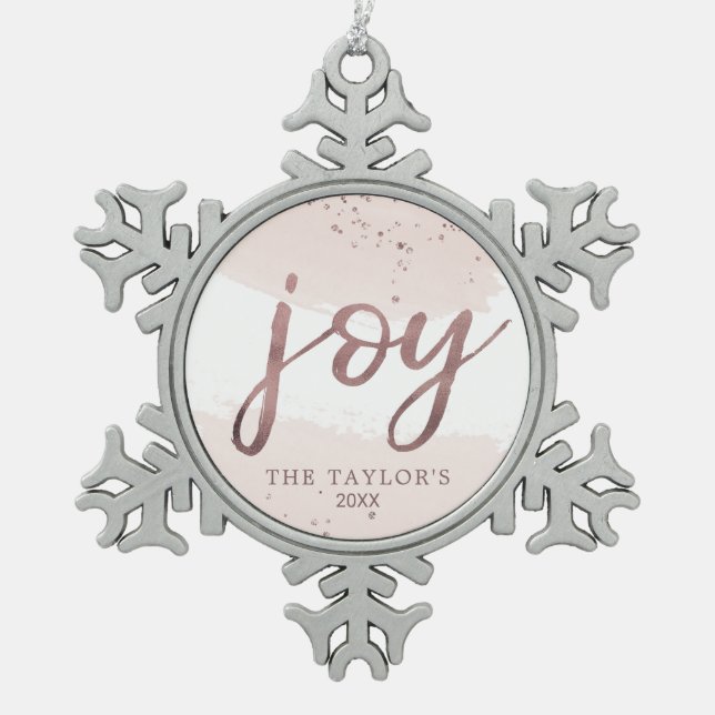 Ornement Flocon De Neige Joie | Vacances d'or Rose (Devant)