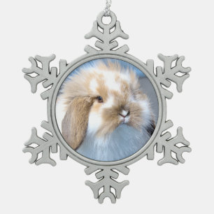 Ornement Flocon De Neige Joli lapin blanc et brun flamand
