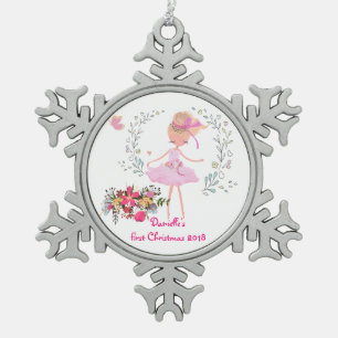 Ornement Flocon De Neige Jolie Ballerina Design bébé premier Noël