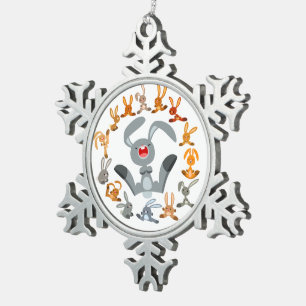 Ornement Flocon De Neige Jolis lapins de dessin animé Mandala Ornement en é