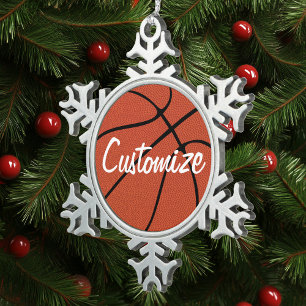 Ornement Flocon De Neige Joueur de basket ou nom d'équipe personnalisé
