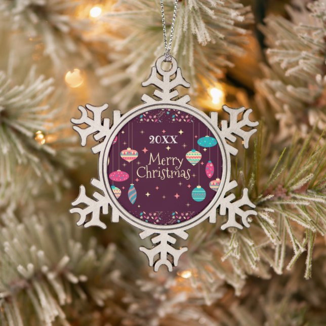 Ornement Flocon De Neige Joyeuse famille de Noël et première (Arbre)