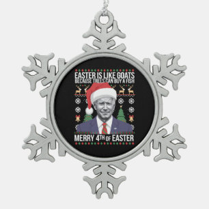 Ornement Flocon De Neige Joyeux 4 ème de Pâques Funny Biden Vilain Noël