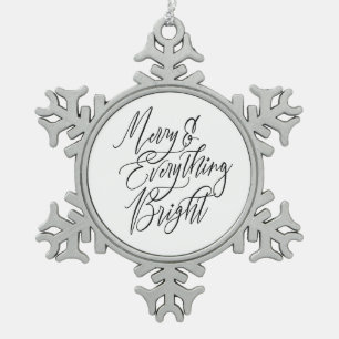 Ornement Flocon De Neige Joyeux et Tout Brillant Noir et Blanc