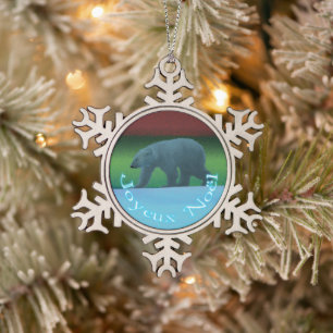 Ornement Flocon De Neige Joyeux Noё l - Ours polaire