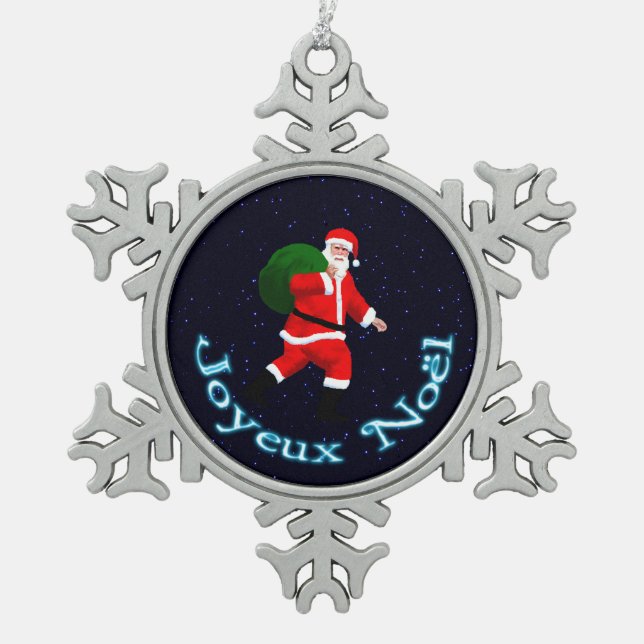 Ornement Flocon De Neige Joyeux Noё l - Père Noël (Devant)