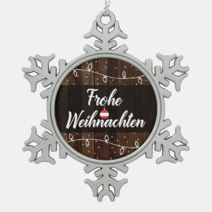 Ornement Flocon De Neige Joyeux Noël autrichien Frohe Weihnachten
