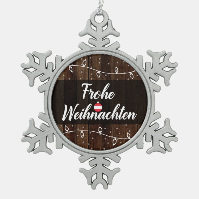 Ornement Flocon De Neige Joyeux Noël autrichien Frohe Weihnachten (Devant)