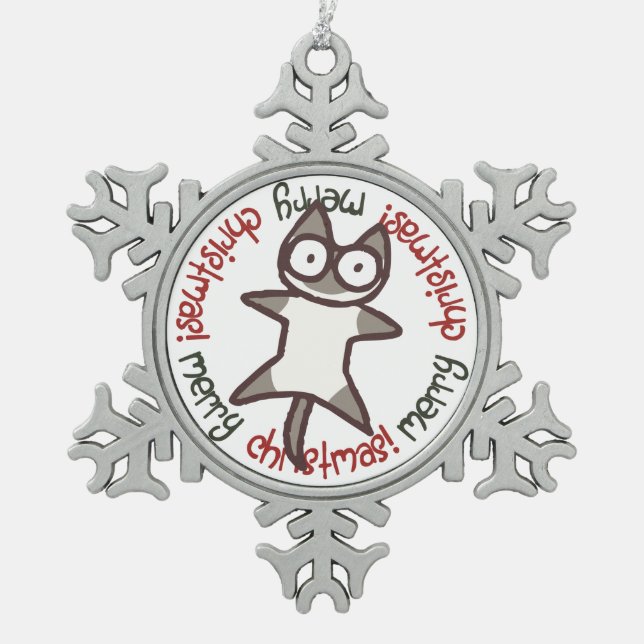 Ornement Flocon De Neige Joyeux Noël de chat siamois (Devant)