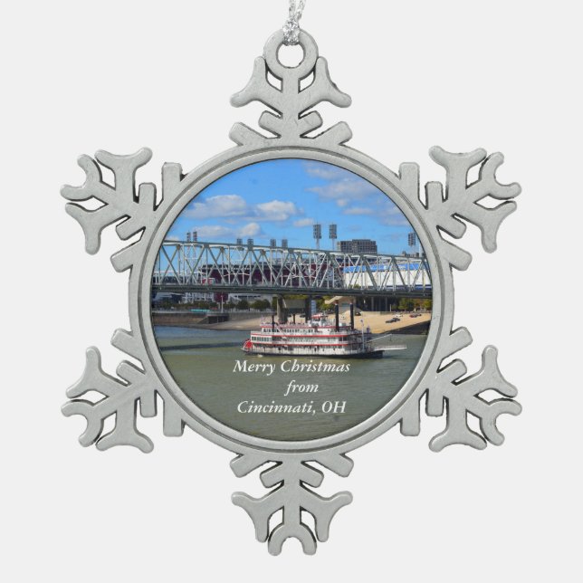 Ornement Flocon De Neige Joyeux Noël de Cincinnati, OH ornement (Devant)