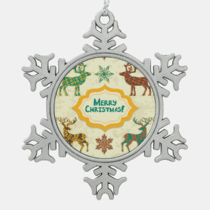 Ornement Flocon De Neige Joyeux Noël de Rain-Cerf coloré