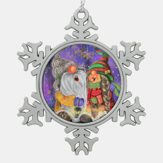 Ornement Flocon De Neige Joyeux Noël des Gnomes (Devant)