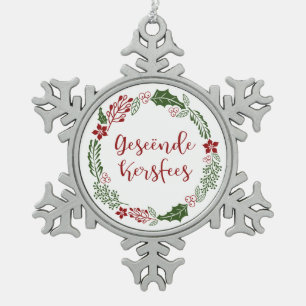 Ornement Flocon De Neige Joyeux Noël en Afrikaans Geseënde Kersfees
