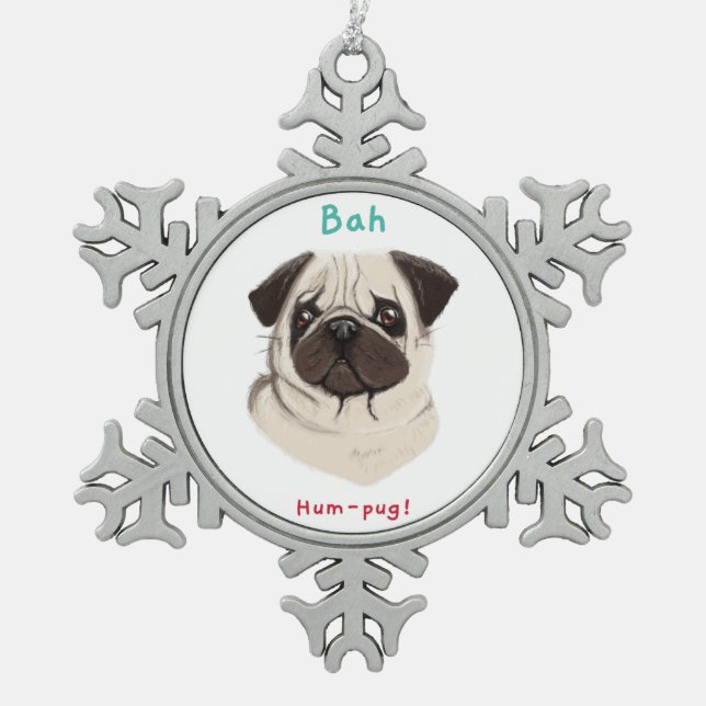 Ornement Flocon De Neige Joyeux Pawlidays Bah Hum carlin (Devant)