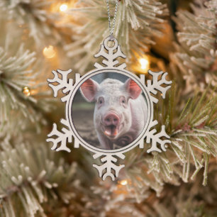 Ornement Flocon De Neige Joyeux Poke de langue de porc blanc,