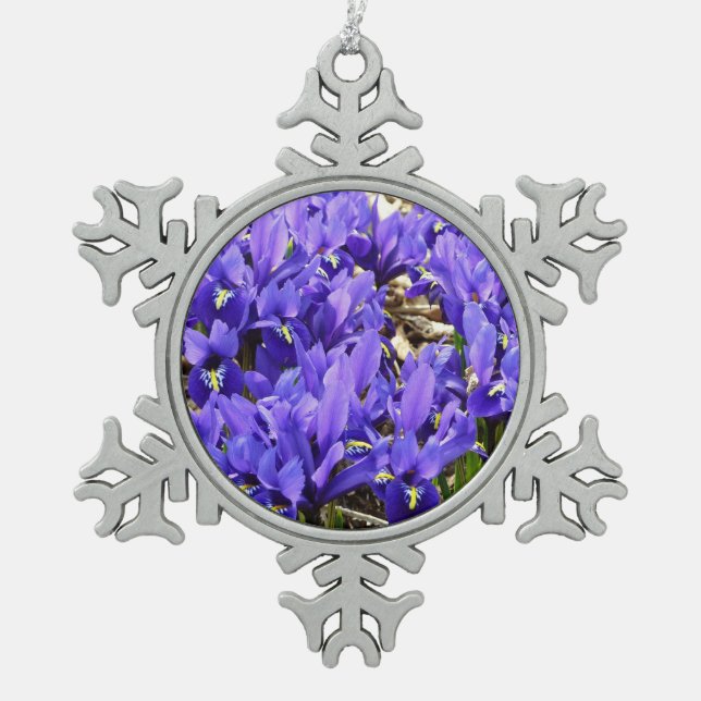 Ornement Flocon De Neige Katherine Hodgkin Irises Printemps Violet Floral (Devant)