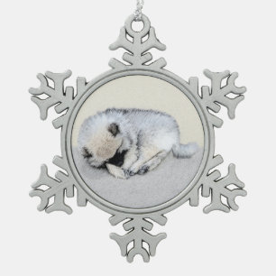 Ornement Flocon De Neige Keeshond Sleeping Puppy Peinture Chien Art origina