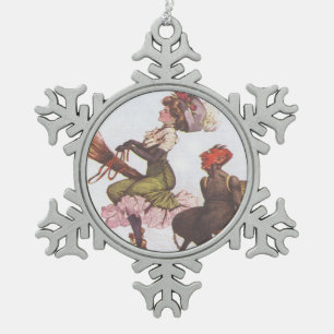 Ornement Flocon De Neige Krampus et sorcière victorienne