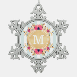 Ornement Flocon De Neige La menthe barre le monogramme d'or de Faux de