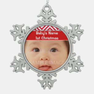 Ornement Flocon De Neige La première photo de Noël du bébé personnalise